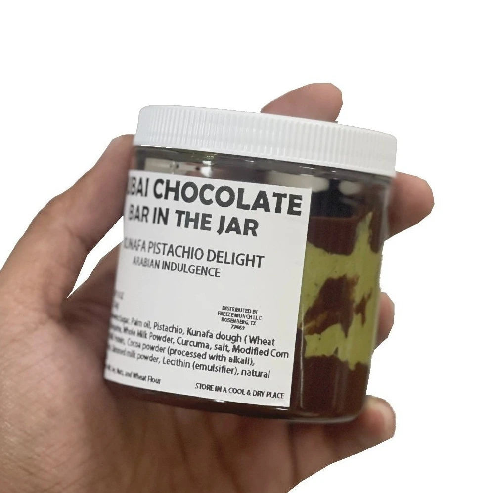 Dubai Chocolate In a Jar - Pistachio Kunafa Crunchy Delight, Sweet, Chocolate Arabian Indulgence - 8 OZ (226g) Jar