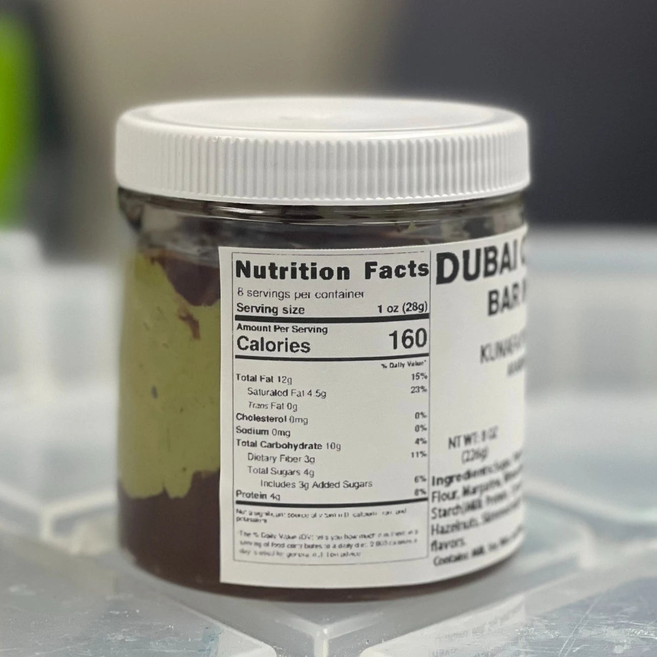 Dubai Chocolate In a Jar - Pistachio Kunafa Crunchy Delight, Sweet, Chocolate Arabian Indulgence - 8 OZ (226g) Jar