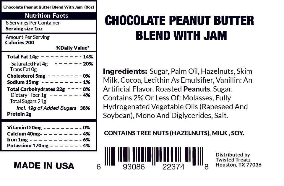 Chocolate Peanut Butter Mix with Chocolate Chips & Peanut Butter Chocolate with Jam Mix with Chocolate Chips Spread & Creamy & Rich Gourmet - (Jar 8oz)