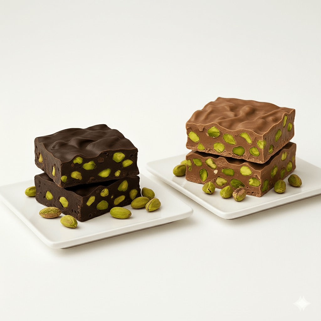 TwistedTreatz Pistachio Chocolate Bark in Milk & Dark Chocolate Flavors
